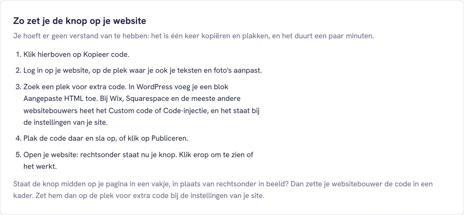 De kaart Zo zet je de knop op je website met de vijf stappen